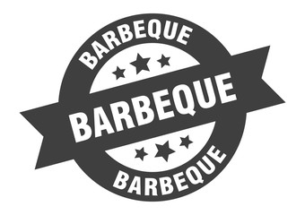 barbeque sign. barbeque black round ribbon sticker