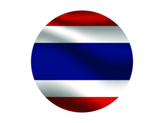 Thailand Waving national flag with inside sticker round circke isolated on white background. original colors and proportion. Vector illustration, from countries flag set