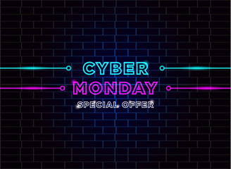 Cyber Monday neon brochure tag advertisement background