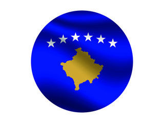 Kosovo Waving national flag with inside sticker round circke isolated on white background. original colors and proportion. Vector illustration, from countries flag set