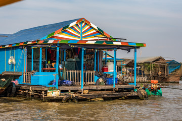 Fototapeta na wymiar Floating village, Cambodia, Tonle Sap, Koh Rong island.