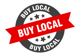 Obraz premium buy local sign. buy local black-red round ribbon sticker