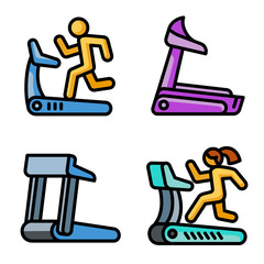 Treadmill icons set. Outline set of treadmill vector icons for web design isolated on white background
