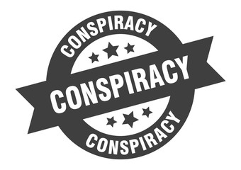 conspiracy sign. conspiracy black round ribbon sticker