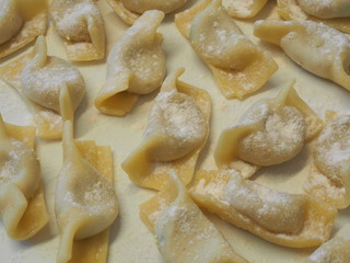 A kind of ravioli, casoncelli, home made traditional food of the Bergamo area, Italy. Delicious Italian food