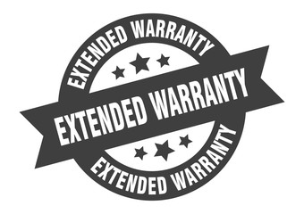 extended warranty sign. extended warranty black round ribbon sticker