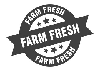 farm fresh sign. farm fresh black round ribbon sticker