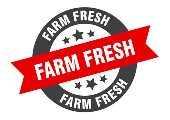 farm fresh sign. farm fresh black-red round ribbon sticker