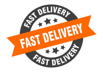 fast delivery sign. fast delivery orange-black round ribbon sticker