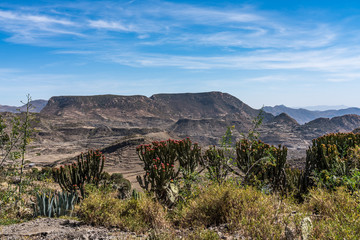 Landscape in Gheralta near Abraha Asbaha in Northern Ethiopia, Africa