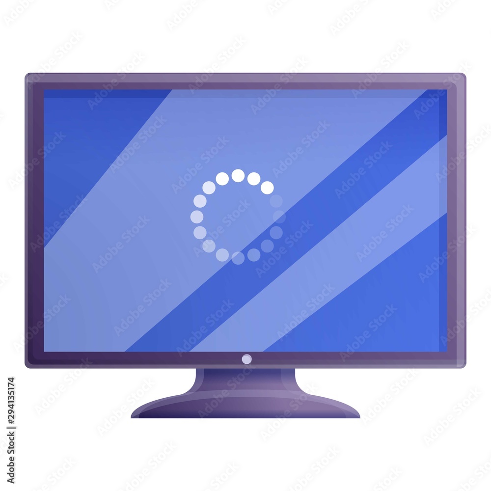 Poster desktop computer update icon. cartoon of desktop computer update vector icon for web design isolated
