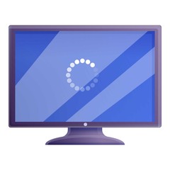 Desktop computer update icon. Cartoon of desktop computer update vector icon for web design isolated on white background