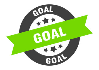 goal sign. goal black-green round ribbon sticker