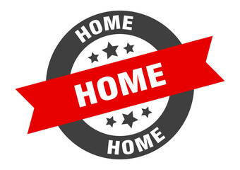 home sign. home black-red round ribbon sticker