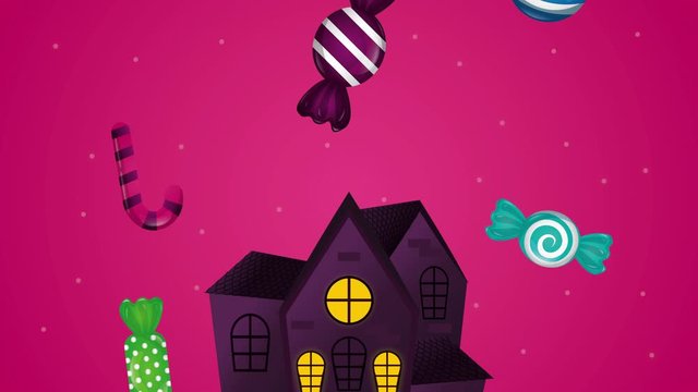 halloween castle with sweet candies