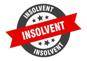 insolvent sign. insolvent black-red round ribbon sticker