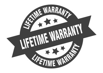 lifetime warranty sign. lifetime warranty black round ribbon sticker
