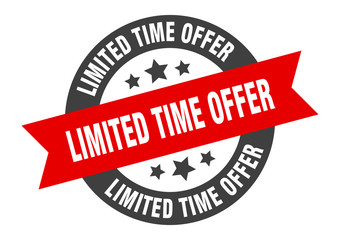 limited time offer sign. limited time offer black-red round ribbon sticker