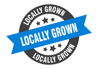 locally grown sign. locally grown blue-black round ribbon sticker