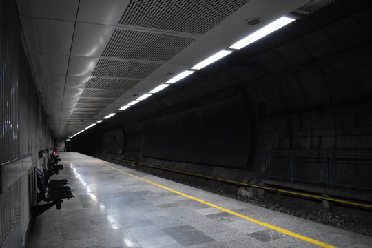 Metro station at night
