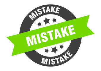 Obraz premium mistake sign. mistake black-green round ribbon sticker