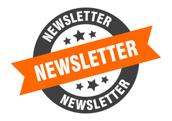 newsletter sign. newsletter orange-black round ribbon sticker
