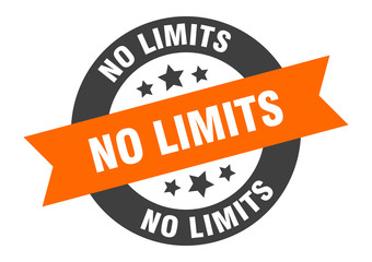 no limits sign. no limits orange-black round ribbon sticker