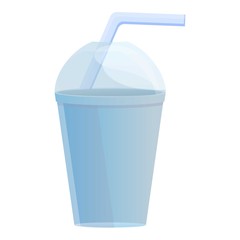 Cocktail plastic glass icon. Cartoon of cocktail plastic glass vector icon for web design isolated on white background