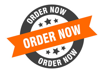 Fototapeta premium order now sign. order now orange-black round ribbon sticker