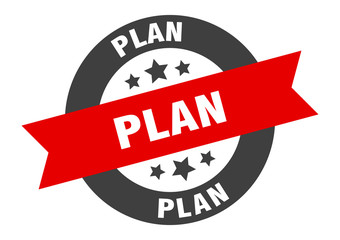 plan sign. plan black-red round ribbon sticker