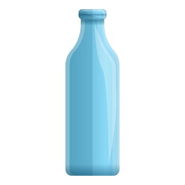 Blue glass bottle icon. Cartoon of blue glass bottle vector icon for web design isolated on white background