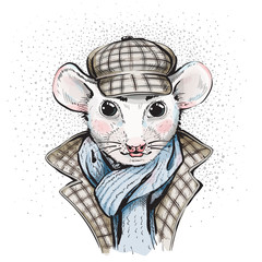 Sherlock Holmes - Great Mouse Detective. Cartoon. Watercolor style - 294136905