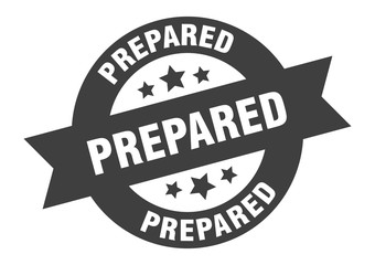 prepared sign. prepared black round ribbon sticker