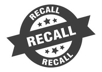 recall sign. recall black round ribbon sticker