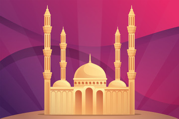 Islamic mosque concept background. Cartoon illustration of islamic mosque vector concept background for web design