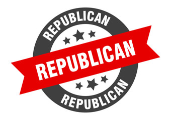 republican sign. republican black-red round ribbon sticker