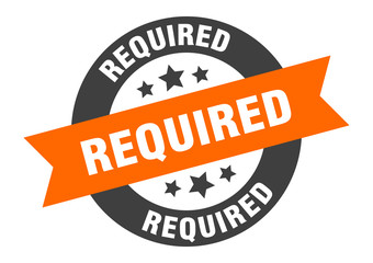 Fototapeta premium required sign. required orange-black round ribbon sticker