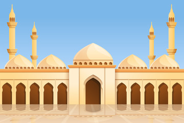 Mosque temple concept background. Cartoon illustration of mosque temple vector concept background for web design