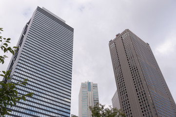 Obraz premium 東京都新宿区西新宿の高層ビル群の街並み