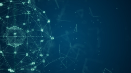 Obraz premium Technology network of Global network connection and data connections concept. With social network icons for worldwide connections.