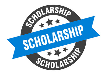 scholarship sign. scholarship blue-black round ribbon sticker