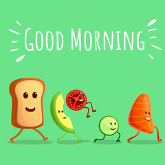 Good morning toast concept banner. Cartoon illustration of good morning toast vector concept banner for web design