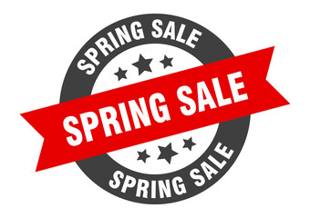 spring sale sign. spring sale black-red round ribbon sticker