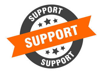 Fototapeta premium support sign. support orange-black round ribbon sticker