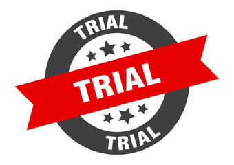 trial sign. trial black-red round ribbon sticker