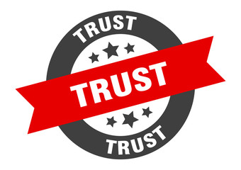 trust sign. trust black-red round ribbon sticker