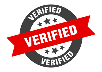 verified sign. verified black-red round ribbon sticker