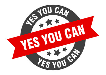 yes you can sign. yes you can black-red round ribbon sticker