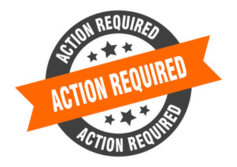Fototapeta premium action required sign. action required orange-black round ribbon sticker