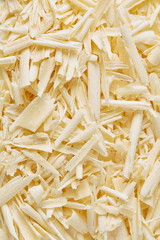 White chocolate shavings close-up